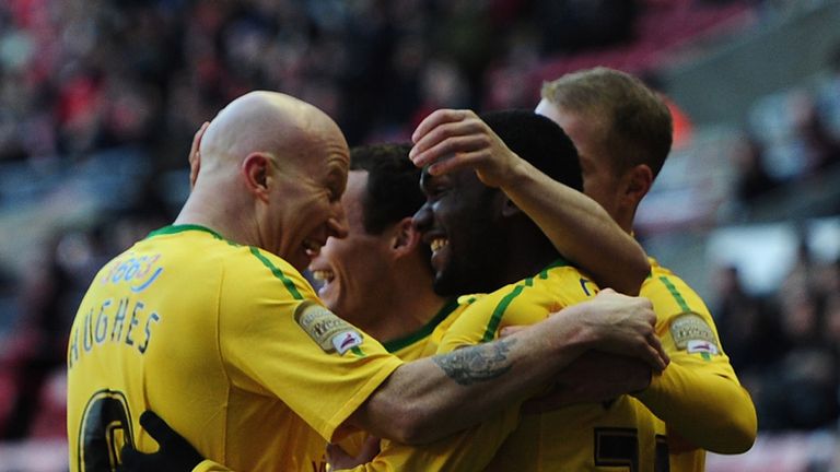 Craig Westcarr celebrates his early opener for Notts County at Sunderland in the FA Cup