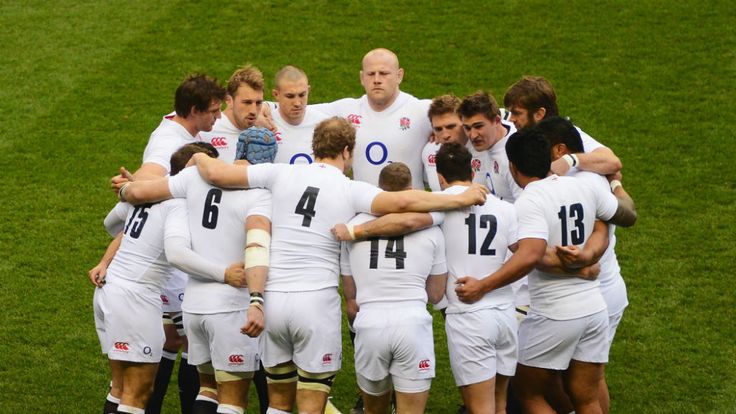 The England team huddle ahead of the RBS Six Nations match