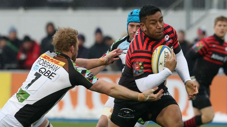 Mako Vunipola on the charge for Saracens