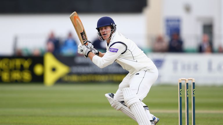 Jimmy Adams  of Hampshire plays to the offside during day one of the LV County Championship second division match between Gloucestershire and Hampshire at The County Ground in Bristol