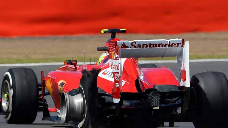 Felipe Massa suffered a left-rear puncture 