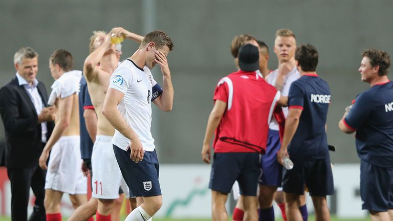 A dejected Jordan Henderson of England 