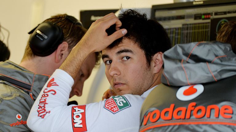 Sergio Perez in the McLaren garage
