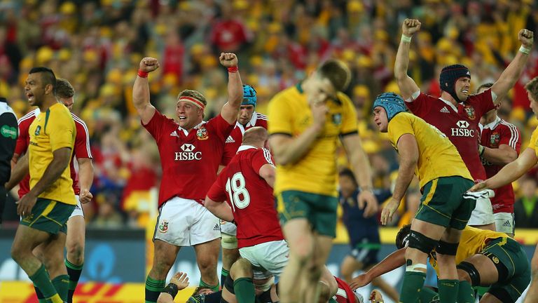 The Lions greet the final whistle in the third Test