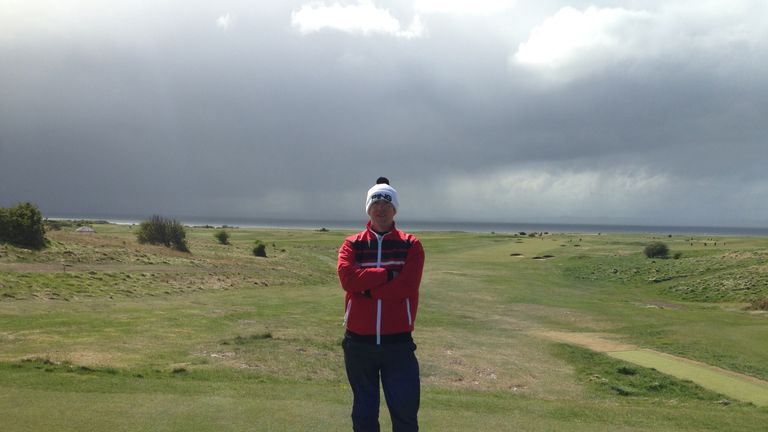 Dave Tindall on the third tee at Gullane No.1