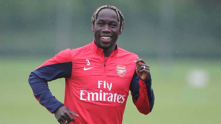 ST ALBANS, ENGLAND - AUGUST 16: Bacary Sagna of Arsenal during a training session at London Colney on August 16, 2013 in St Albans, England. (Photo by Stuart MacFarlane/Arsenal FC via Getty Images)