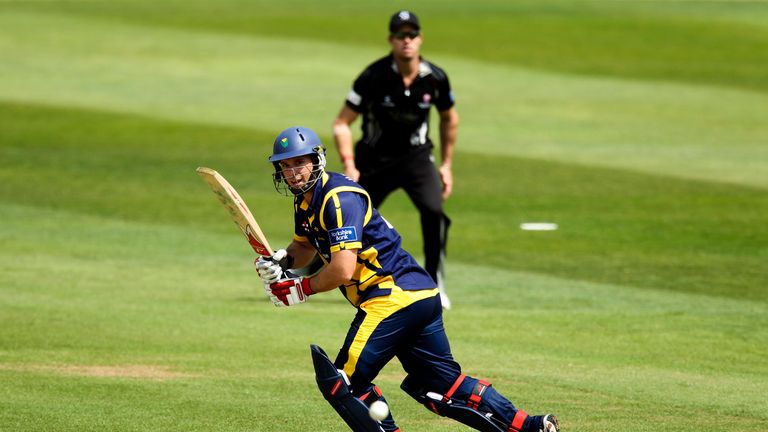 Chris Cooke hits out during the Yorkshire Bank 40 match between Somerset and Glamorgan at the County Ground