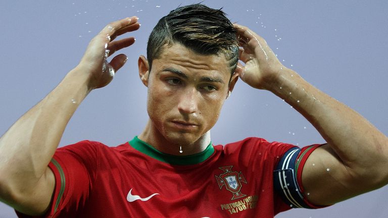 FARO, PORTUGAL - AUGUST 14: Cristiano Ronaldo of Portugal brushes his hair with water prior to start the International Friendly match between Portugal and Netherlands at Estadio Algarve on August 14, 2013 in Faro, Portugal.  (Photo by Gonzalo Arroyo Moreno/Getty Images)