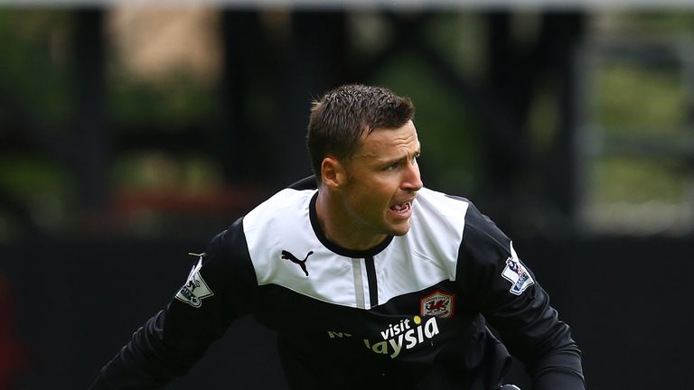 David Marshall, Goalkeeper of Cardiff City in action during the Barclays Premier League match between West Ham United and Cardiff City 