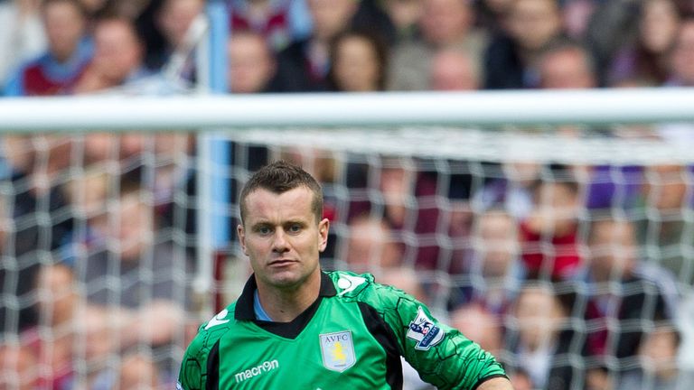 Shay Given of Aston Villa during the Barclays Premier League match between Aston Villa and Everton at Villa Park