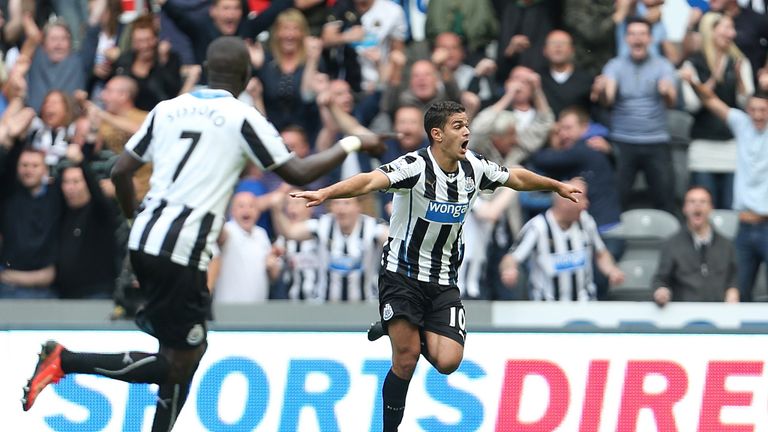 Newcastle United's Hatem Ben Arfa celebrates scoring his teams first goal of the game