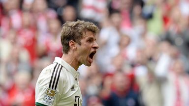 Bayern Munich's Thomas Muller celebrates his goal