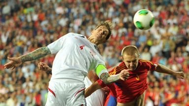 Daniel Agger in action against Armenia