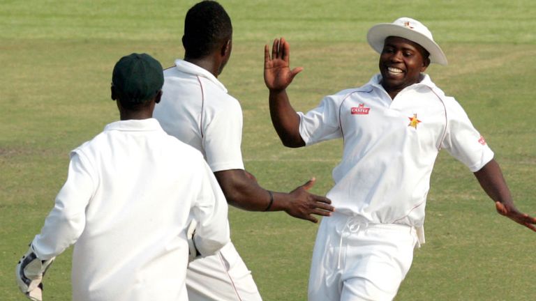 - Zimbabwes Prosper Utseya R rushes to celebrate a wicket with bowler Brian Vitori C on the fourth day of the second test match between Pakistan and Zimbabwe 