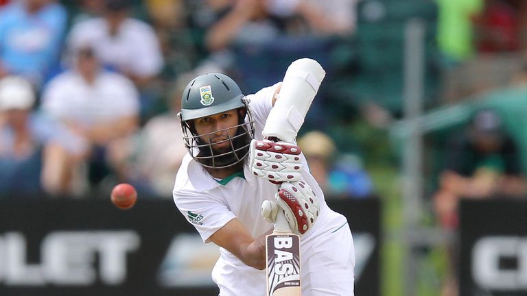 Hashim Amla of South Africa bats on January 11, 2013 on the first day of the second and final cricket test match between South Africa and New Zealand at the St George's Park in Port Elizabeth, South Africa