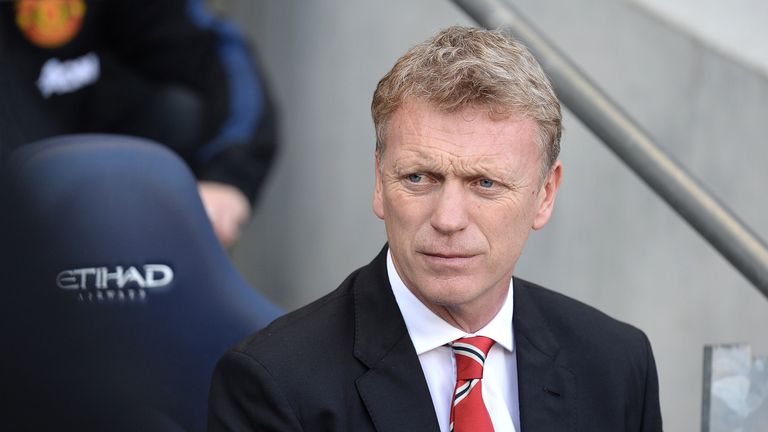 Manchester United manager David Moyes prior to kick-off at Manchester City