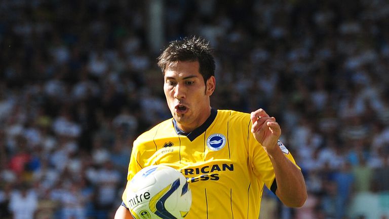 Brighton & Hove Albion's Leonardo Ulloa during the Sky Bet Championship match at Elland Road, Leeds. 