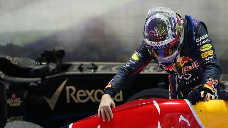 Sebastian Vettel pats his RB9