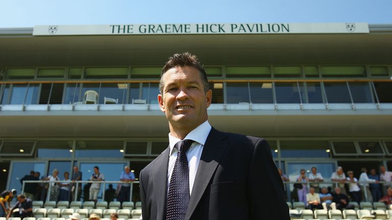 Graeme Hick poses for a photograph during the unveiling of the 'Graeme Hick Pavilion ahead of the Twenty20 match between Worcester and Northamptonshire at New Road on May 30, 2009 in Worcester, England. 