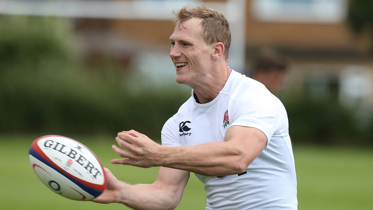 Kearnan Myall of England in action during the England training session at Loughborough University on August 12, 2013 in Loughborough, England