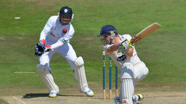 Luke Wright bats during the second innings of the LV County Championship match between Sussex and Derbyshire