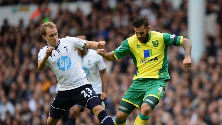 Christian Eriksen and Bradley Johnson Spurs vs Norwichn