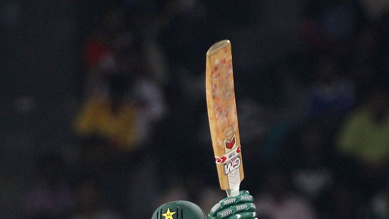 Umar Akmal of Pakistan cover drives during the 2011 ICC World Cup Group A match between Australia and Pakistan at R. Premadasa Stadium on March 19, 2011 in