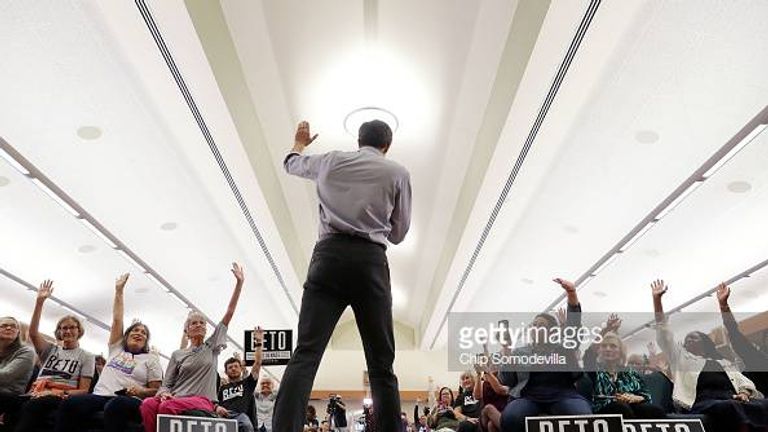 WACO, TEXAS - OCTOBER 31: U.S. Senate candidate Rep. Beto O'Rourke (D-TX) asks people to raise their hands if they have already voted during a campaign stop at the John Knox Memorial Center at the Texas Ranger Hall of Fame October 31, 2018 in Waco, Texas. With less than a week before Election Day, O'Rourke is driving across the state in his race against incumbent Sen. Ted Cruz (R-TX). (Photo by Chip Somodevilla/Getty Images)