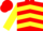 Silk - Red, Yellow Chevrons, Yellow Bars on Sleeves