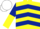 Silk - Yellow, Dark Blue chevrons, Dark Blue and Yellow halved sleeves, White cap