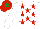 Silk - WHITE, red stars, red cap, emerald green star