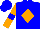 Silk - BLUE, Orange Diamond, Blue Band on Orange Slvs