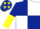 Silk - Dark Blue and White (quartered), Dark Blue and Yellow halved sleeves, White cap, Yellow stars