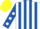 Silk - White and Royal Blue stripes, Royal Blue sleeves, White spots, Yellow cap