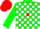 Silk - Green, white blocks, red sash, red cap
