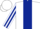 Silk - WHITE, dark blue panel, striped sleeves, white cap
