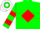 Silk - Forest Green, Red Diamond Frame, White Sleeves, Red Diamond Hoop