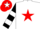 Silk - WHITE, RED star, BLACK and WHITE hooped sleeves, RED cap, WHITE star