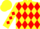 Silk - YELLOW, Red Circled 'W', Red Diamonds