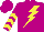 Silk - Violet, Yellow Lightning Bolt, Yellow Chevrons on Sleeves, Violet Cap