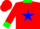 Silk - Red, Green 'CDB' on Blue Star, Green Cuffs and Collar, Red Cap