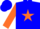 Silk - Blue, orange star on back, blue bars on orange sleeves, blue cap