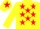 Silk - YELLOW, red stars, yellow cap, red star