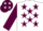 Silk - WHITE, maroon stars, maroon sleeves, white armlet, maroon cap, white stars