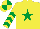 Silk - YELLOW, emerald green star & chevrons on sleeves, quartered cap