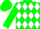 Silk - Green and white diamonds, green sleeves, green cap