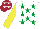 Silk - WHITE, emerald green stars, yellow sleeves, maroon cap, white stars