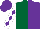 Silk - Dark Green and Purple (halved), White sleeves, Purple diamonds, Purple cap