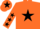 Silk - ORANGE, black star, black stars on sleeves, black star on cap