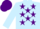 Silk - Light Blue, Purple stars, Light Blue sleeves, Purple cap